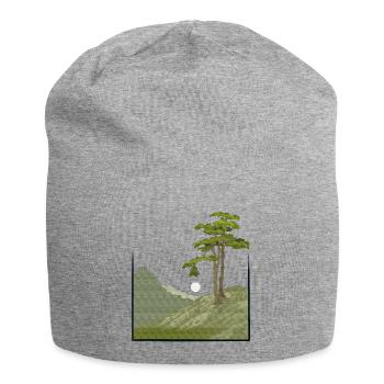 Tree on hill with canvas structure, public domain - Jersey Beanie - heather grey - Front
