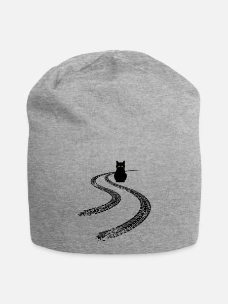 Lustiges Cat-on-the-Road-Humor-Auto-T-Shirt - Jersey-Beanie - Grau meliert