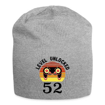 Niveau 52 débloqué 52 Anniversaire 52 ans - Bonnet en jersey - gris chiné - Devant
