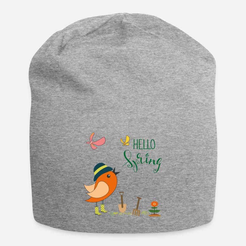 Hello Spring Garten - Jersey-Beanie - Grau meliert