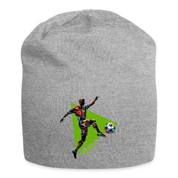 dynamischer Fußballspieler spielt Fußball - Jersey-Beanie - Grau meliert - Vorne