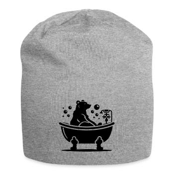 Niedlicher Bär in der Badewanne - Jersey-Beanie - Grau meliert - Vorne