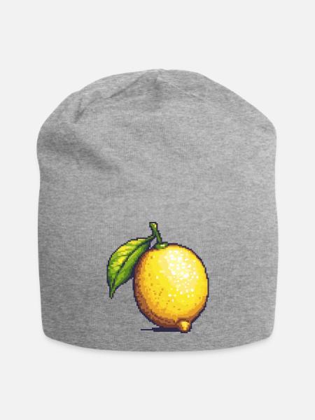 Zitrone Pixel Symbol - Jersey-Beanie - Grau meliert