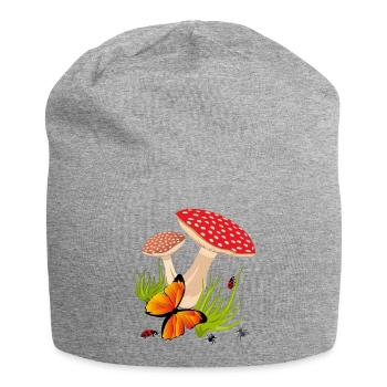 Fliegenpilze, Schmetterling - Jersey-Beanie - Grau meliert - Vorne