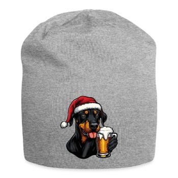 Doberman Dog Christmas Beer - Jersey Beanie - heather grey - Front