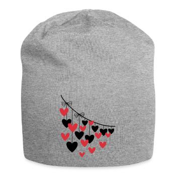 Herzgirlande Viele Herzen - Jersey-Beanie - Grau meliert - Vorne