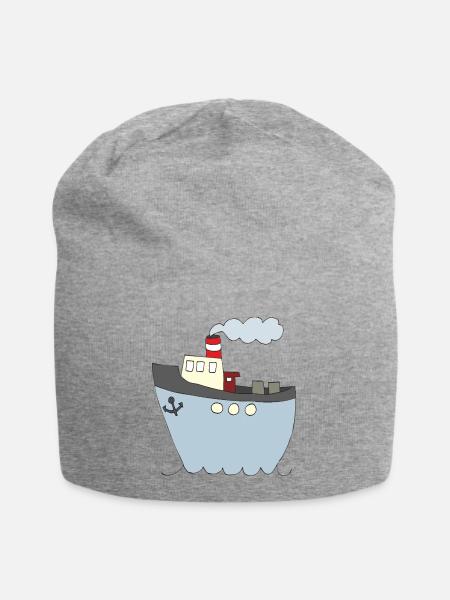 Verspieltes Schiffsdesign für Kinderkleidung - Jersey-Beanie - Grau meliert