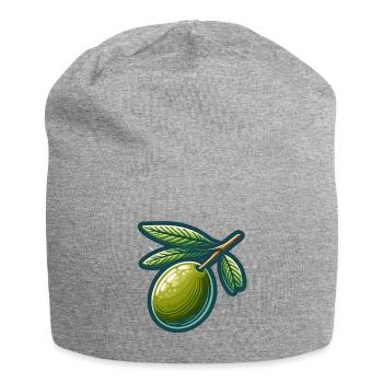 Olive branch pattern for natural clothing - Jersey Beanie - heather grey - Front