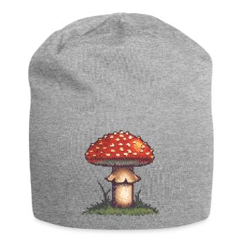 Pixel Mushroom Neon Retro - Jersey Beanie - heather grey - Front
