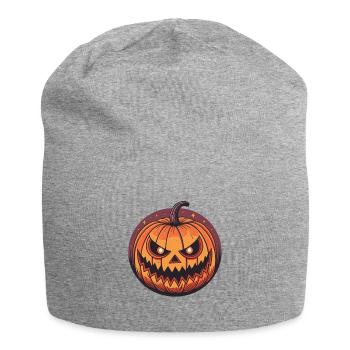Scary Jack O Lantern Pumpkin - Jersey Beanie - heather grey - Front