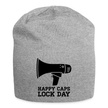 Megaphone Happy Caps Lock Day Nerd - Jersey Beanie - heather grey - Front