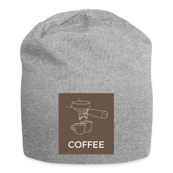 Kaffeemaschine Linienkunst Kaffee - Jersey-Beanie - Grau meliert - Vorne