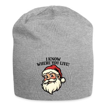 Je sais où tu habites - Père Noël - Bonnet en jersey - gris chiné - Devant