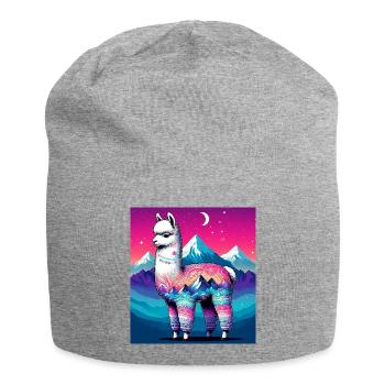 Alpaka - Jersey-Beanie - Grau meliert - Vorne