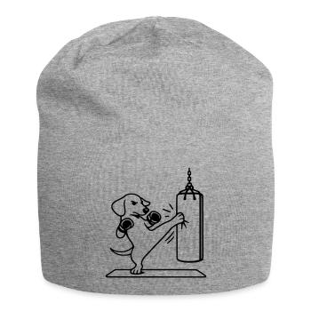 Kickboxing Boxing Dog Dachshund - Jersey Beanie - heather grey - Front