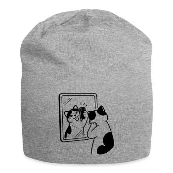 Cat Mirror Selfie - Jersey Beanie - heather grey - Front
