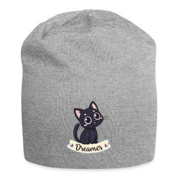 Dreamy Black Cat Kawaii - Jersey Beanie - heather grey - Front