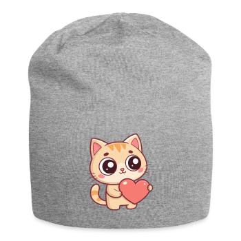 Chaton Coeur Doux - Bonnet en jersey - gris chiné - Devant
