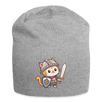 Chat Chevalier en Armure - Bonnet en jersey - gris chiné - Devant
