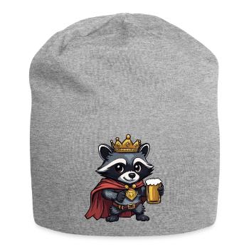 Raccoon Beer King - Jersey Beanie - heather grey - Front