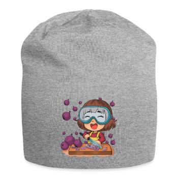 Comic Mädchen schneidet Zwiebeln - Jersey-Beanie - Grau meliert - Vorne