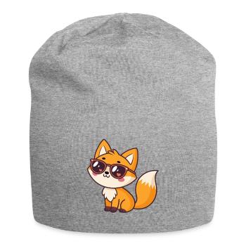 Renard Kawaii Lunettes Coeurs - Bonnet en jersey - gris chiné - Devant