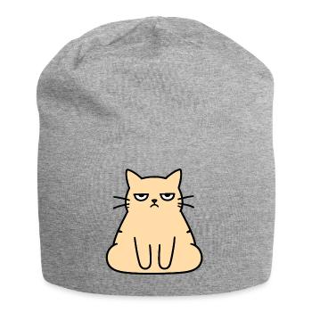 Grumpy Lounge-Katze - Jersey-Beanie - Grau meliert - Vorne