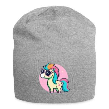 Rainbow Pony Glam Glasses - Jersey Beanie - heather grey - Front