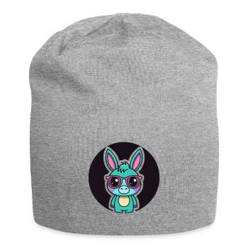 Petit Âne Turquoise Lunettes Fun - Bonnet en jersey - gris chiné - Devant