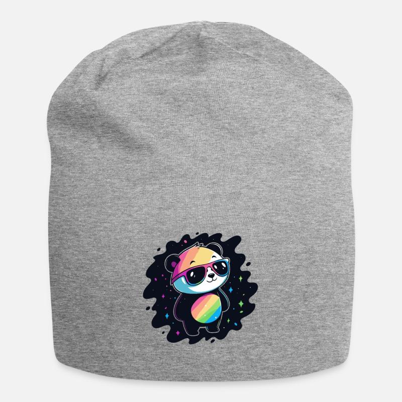 Panda arc-en-ciel galaxie lunettes cool - Bonnet en jersey - gris chiné