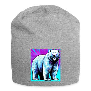 ours blanc - Bonnet en jersey - gris chiné - Devant