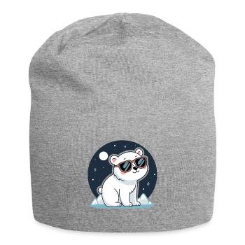 Nachtaktiver Eisbär und Sonnenbrille - Jersey-Beanie - Grau meliert - Vorne