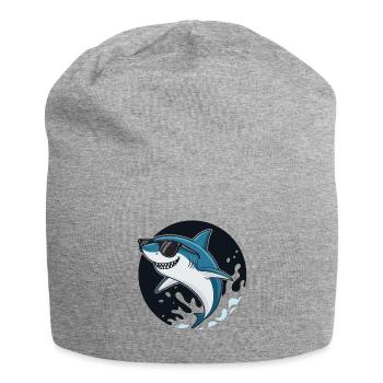 Surfer shark with dark glasses - Jersey Beanie - heather grey - Front