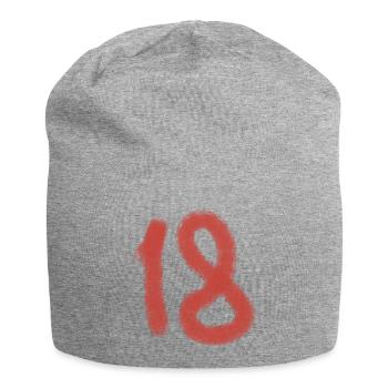 Red Brush Number 18 Birthday - Jersey Beanie - heather grey - Front