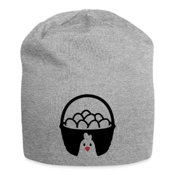 Egg Basket Chicken Icon - Jersey Beanie - heather grey - Front