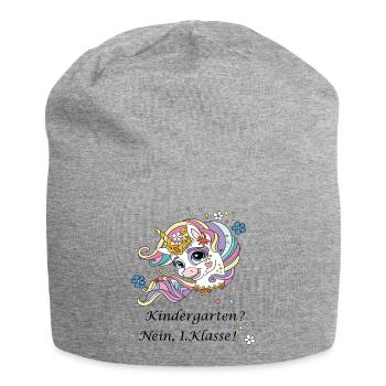 Erste Klasse - Jersey-Beanie - Grau meliert - Vorne