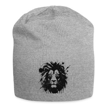 Lion éclaboussures noir - Bonnet en jersey - gris chiné - Devant