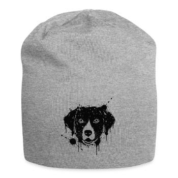 Labrador Paint Splash Dog Head Black - Jersey Beanie - heather grey - Front