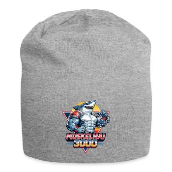 Muscle Shark 3000 – Retro 80s Shark - Jersey Beanie - heather grey - Front