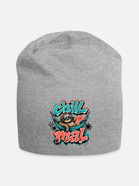 Chill Mal Cooles Faultier Graffiti Design - Jersey-Beanie - Grau meliert