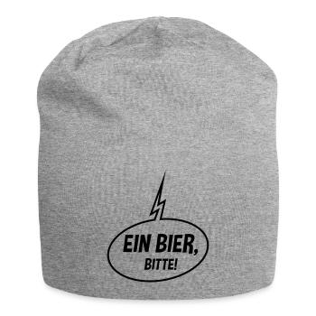 Ein Bier, Bitte! (Sprechblase / Bierchen / Up / B) - Jersey-Beanie - Grau meliert - Vorne