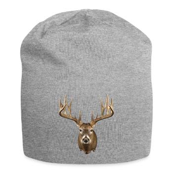Deer Head with Majestic Antlers - Jersey Beanie - heather grey - Front