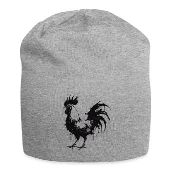Rooster Silhouette Ink Splattered - Jersey Beanie - heather grey - Front