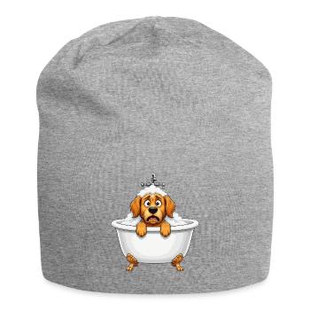 Terrified Dog Bath Time Escape - Jersey Beanie - heather grey - Front