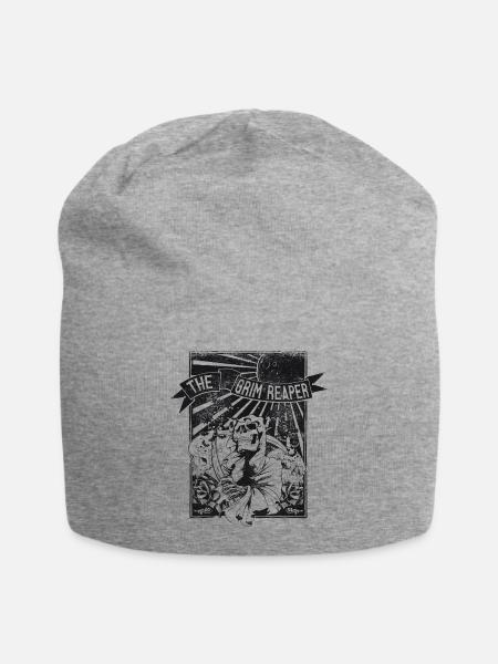 The Grim Reaper – Skizzen Art Totenkopf Motiv - Jersey-Beanie - Grau meliert