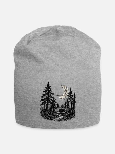 Mystischer Wald - Jersey-Beanie - Grau meliert