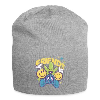 Grüne Freundschaft Peace Blatt - Jersey-Beanie - Grau meliert - Vorne