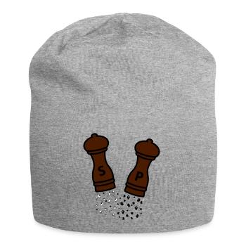 Salt & pepper / wooden spice mills / gift idea - Jersey Beanie - heather grey - Front