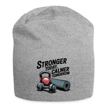 Stronger Today, Calmer Tomorrow – Fit & Zen - Jersey Beanie - heather grey - Front