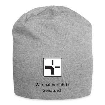 Wer hat Vorfahrt? - Jersey-Beanie - Grau meliert - Vorne
